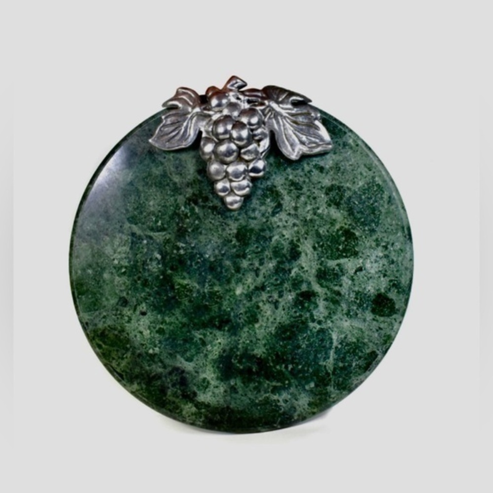 Vintage Green and silver Marble Cheese Platter / Cutting Board